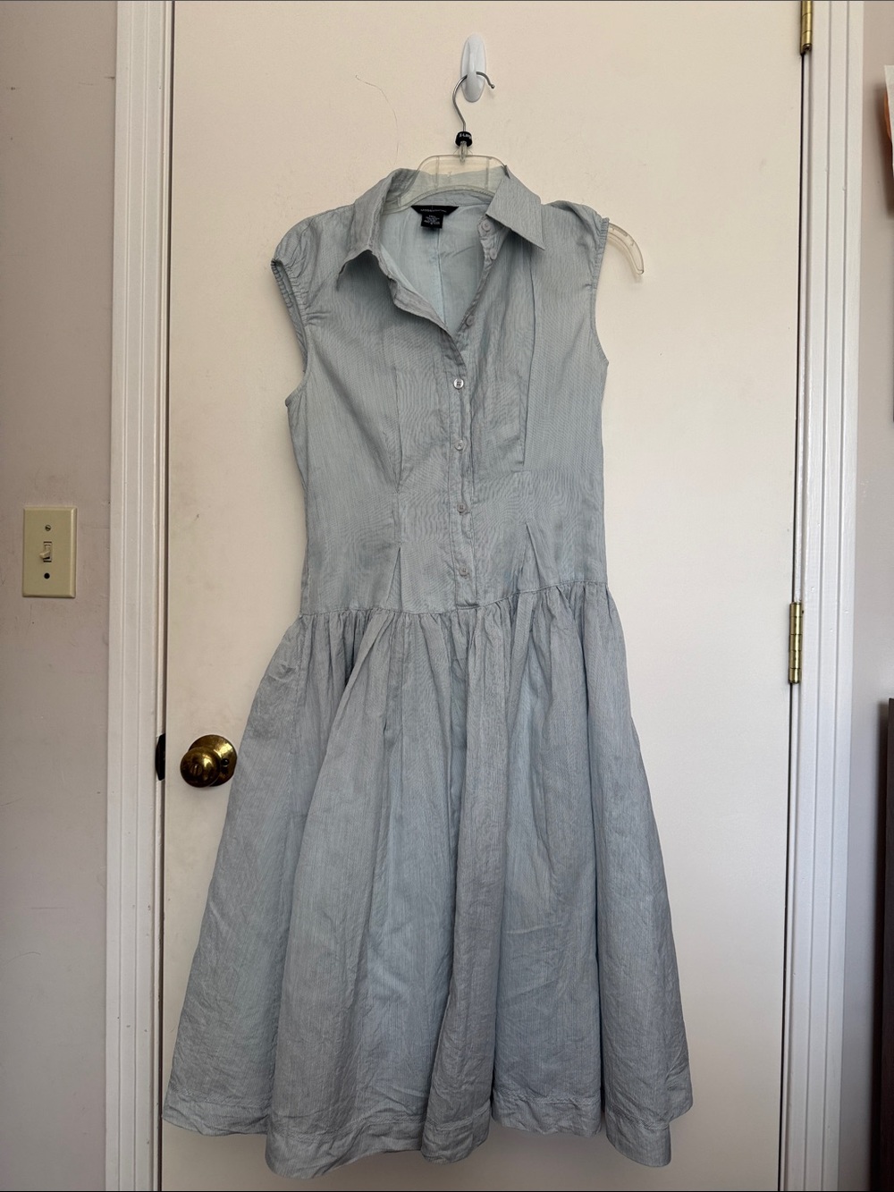 Moda International Light Blue Sleeveless Collared A-Line Dress